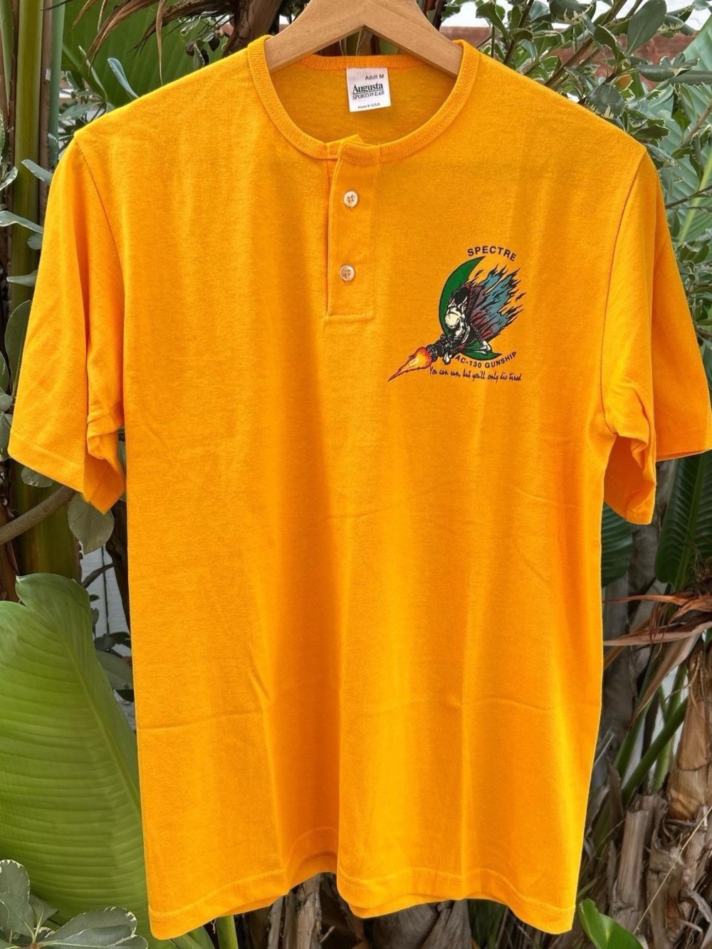 Vintage 90s Spectre AC-130 Gunship Augusta USA Made Henley T Shirt M